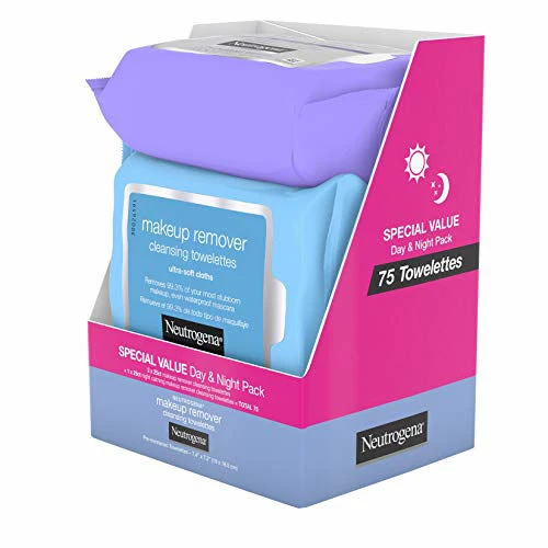 Neutrogena Day & Night Wipes With Makeup Remover Face Cleansing Towelettes & Night Calming Facial Cloths, Alcohol-Free Wipes To Remove Dirt, Oil & Waterproof Mascara, 3 Packs Of 25 Ct, 75 Ct 4 Neutrogena Day & Night Wipes With Makeup Remover Face Cleansing Towelettes & Night Calming Facial Cloths, Alcohol-Free Wipes To Remove Dirt, Oil & Waterproof Mascara, 3 Packs Of 25 Ct, 75 Ct - Image 2