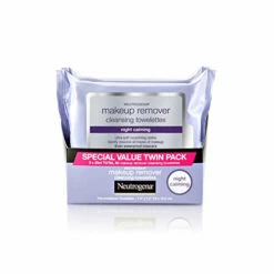 Neutrogena Makeup Remover Night Calming Cleansing Towelettes, Disposable Nighttime Face Wipes To Remove Dirt, Oil & Makeup, 25 Ct, Twin Pack