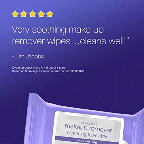 Neutrogena Makeup Remover Night Calming Cleansing Towelettes, Disposable Nighttime Face Wipes To Remove Dirt, Oil & Makeup, 25 Ct, Twin Pack 4 Neutrogena Makeup Remover Night Calming Cleansing Towelettes, Disposable Nighttime Face Wipes To Remove Dirt, Oil & Makeup, 25 Ct, Twin Pack - Image 2