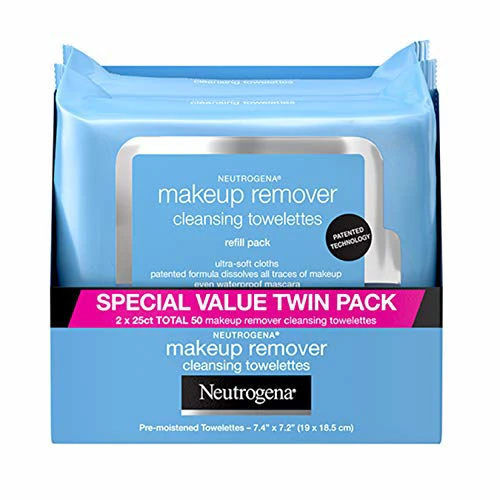 Neutrogena Makeup Remover Cleansing Face Wipes, Daily Cleansing Facial Towelettes To Remove Waterproof Makeup And Mascara, Alcohol-Free, Value Twin Pack, 25 Count, 2 Pack 3 Neutrogena Makeup Remover Cleansing Face Wipes, Daily Cleansing Facial Towelettes To Remove Waterproof Makeup And Mascara, Alcohol-Free, Value Twin Pack, 25 Count, 2 Pack