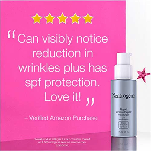 Neutrogena Rapid Wrinkle Repair Daily Retinol Anti-Wrinkle Moisturizer, Anti-Wrinkle Face & Neck Retinol Cream With Hyaluronic Acid, Retinol & Glycerin With SPF 30 Sunscreen, 1 Fl. Oz 4 Neutrogena Rapid Wrinkle Repair Daily Retinol Anti-Wrinkle Moisturizer, Anti-Wrinkle Face & Neck Retinol Cream With Hyaluronic Acid, Retinol & Glycerin With SPF 30 Sunscreen, 1 Fl. Oz - Image 2