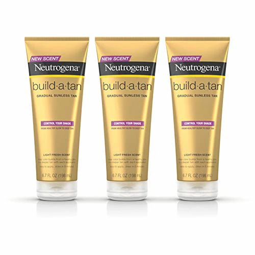 Neutrogena Build-A-Tan Gradual Sunless Tanning Lotion, Lightweight Fast-Drying Indoor Self-Tanning Body Lotion For A Healthy Glow Or Deep Tan, Sheer Natural Color, 6.7 Fl. Oz (Pack Of 3) 3 Neutrogena Build-A-Tan Gradual Sunless Tanning Lotion, Lightweight Fast-Drying Indoor Self-Tanning Body Lotion For A Healthy Glow Or Deep Tan, Sheer Natural Color, 6.7 Fl. Oz (Pack Of 3)