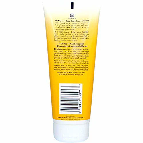 Neutrogena Deep Clean Daily Facial Cream Cleanser With Beta Hydroxy Acid To Remove Dirt, Oil & Makeup, Alcohol-Free, Oil-Free & Non-Comedogenic, 7 Fl. Oz (Pack Of 2) 4 Neutrogena Deep Clean Daily Facial Cream Cleanser With Beta Hydroxy Acid To Remove Dirt, Oil & Makeup, Alcohol-Free, Oil-Free & Non-Comedogenic, 7 Fl. Oz (Pack Of 2) - Image 2