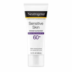 Neutrogena Sensitive Skin Mineral Sunscreen Lotion With Broad Spectrum SPF 60+ & Zinc Oxide, Water-Resistant, Hypoallergenic, Fragrance- & Oil-Free Gentle Sunscreen Formula, 3 Fl. Oz