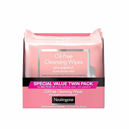 Neutrogena Twin Pack Oil Free Cleansing Wipes, Pink Grapefruit 3 Neutrogena Twin Pack Oil Free Cleansing Wipes, Pink Grapefruit