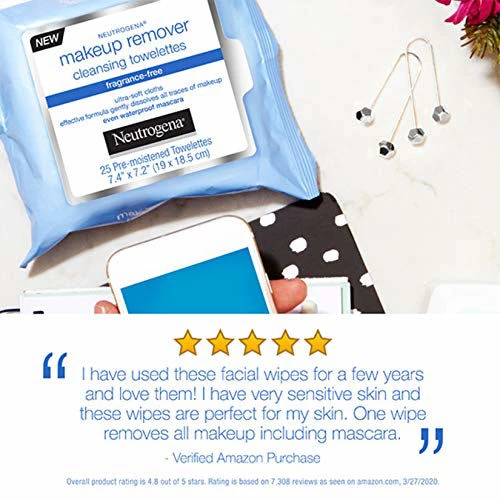 Neutrogena Fragrance-Free Makeup Remover Face Wipes, Daily Facial Cleansing Towelettes For Waterproof Makeup, Dirt & Oil, Gentle, Alcohol-Free & Fragrance Free, 25 Ct 3 Neutrogena Fragrance-Free Makeup Remover Face Wipes, Daily Facial Cleansing Towelettes For Waterproof Makeup, Dirt & Oil, Gentle, Alcohol-Free & Fragrance Free, 25 Ct