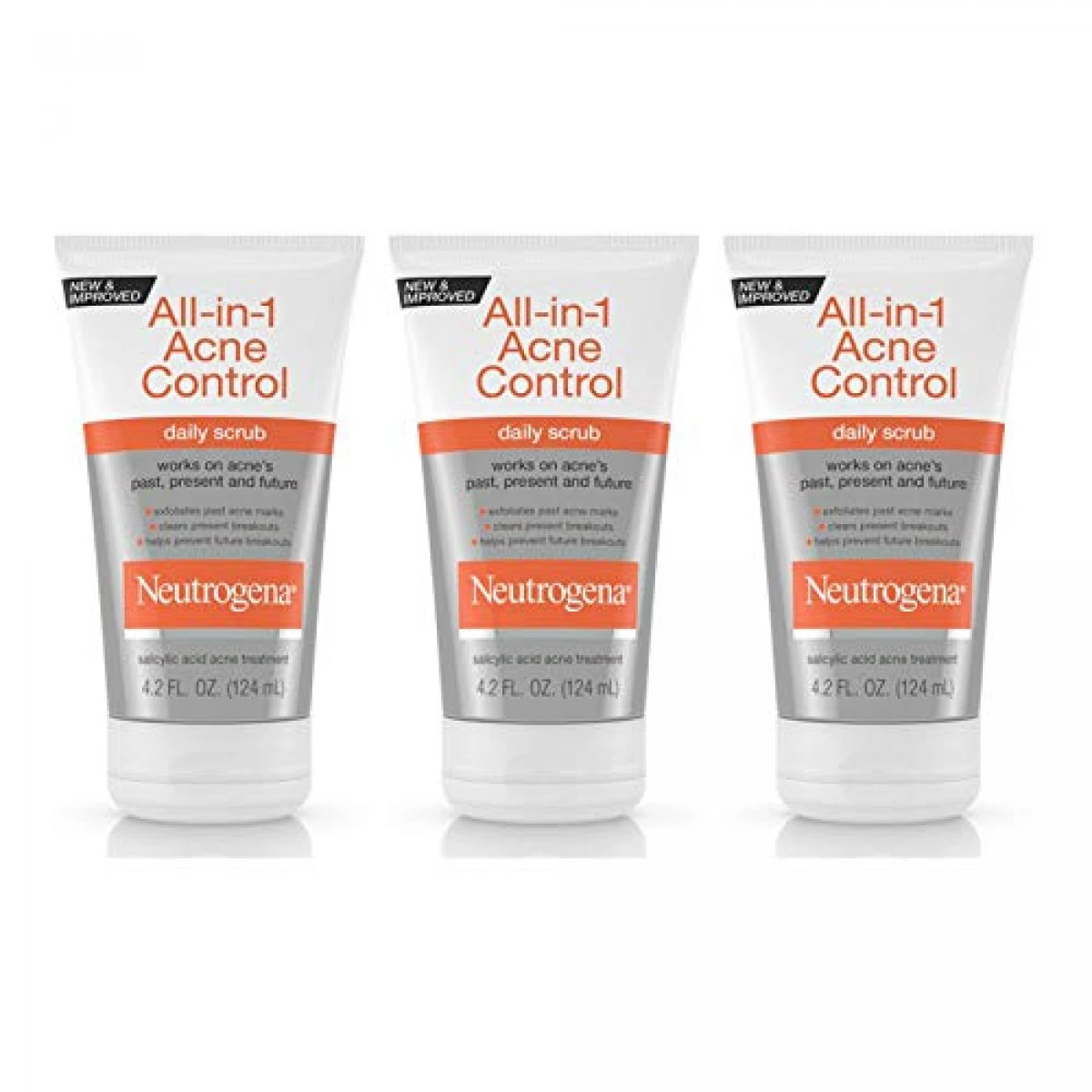 Neutrogena All-In-1 Acne Control Daily Face Scrub To Exfoliate & Treat Acne, With 2% Salicylic Acid Acne Medication, Exfoliating Acne Facial Scrub For Acne Marks & Breakouts, 4.2 Fl. Oz, Pack Of 3 3 Neutrogena All-In-1 Acne Control Daily Face Scrub To Exfoliate & Treat Acne, With 2% Salicylic Acid Acne Medication, Exfoliating Acne Facial Scrub For Acne Marks & Breakouts, 4.2 Fl. Oz, Pack Of 3