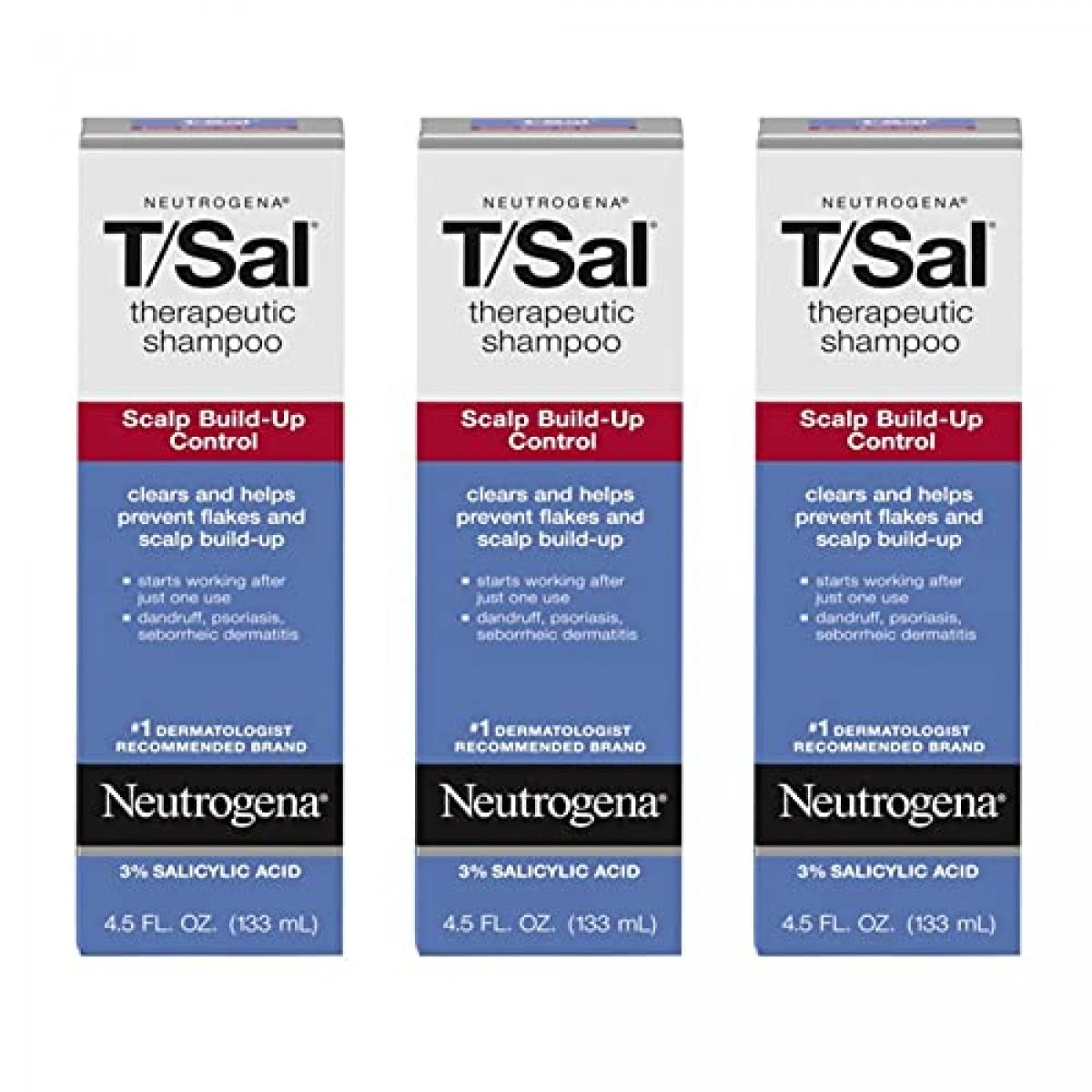 Neutrogena T/SAL Therapeutic Scalp Shampoo For Scalp Build-Up Control With 3% Salicylic Acid, Scalp Treatment For Dandruff, Scalp Psoriasis & Seborrheic Dermatitis Relief, 6 X 4.5 Fl. Oz 3 Neutrogena T/SAL Therapeutic Scalp Shampoo For Scalp Build-Up Control With 3% Salicylic Acid, Scalp Treatment For Dandruff, Scalp Psoriasis & Seborrheic Dermatitis Relief, 6 X 4.5 Fl. Oz