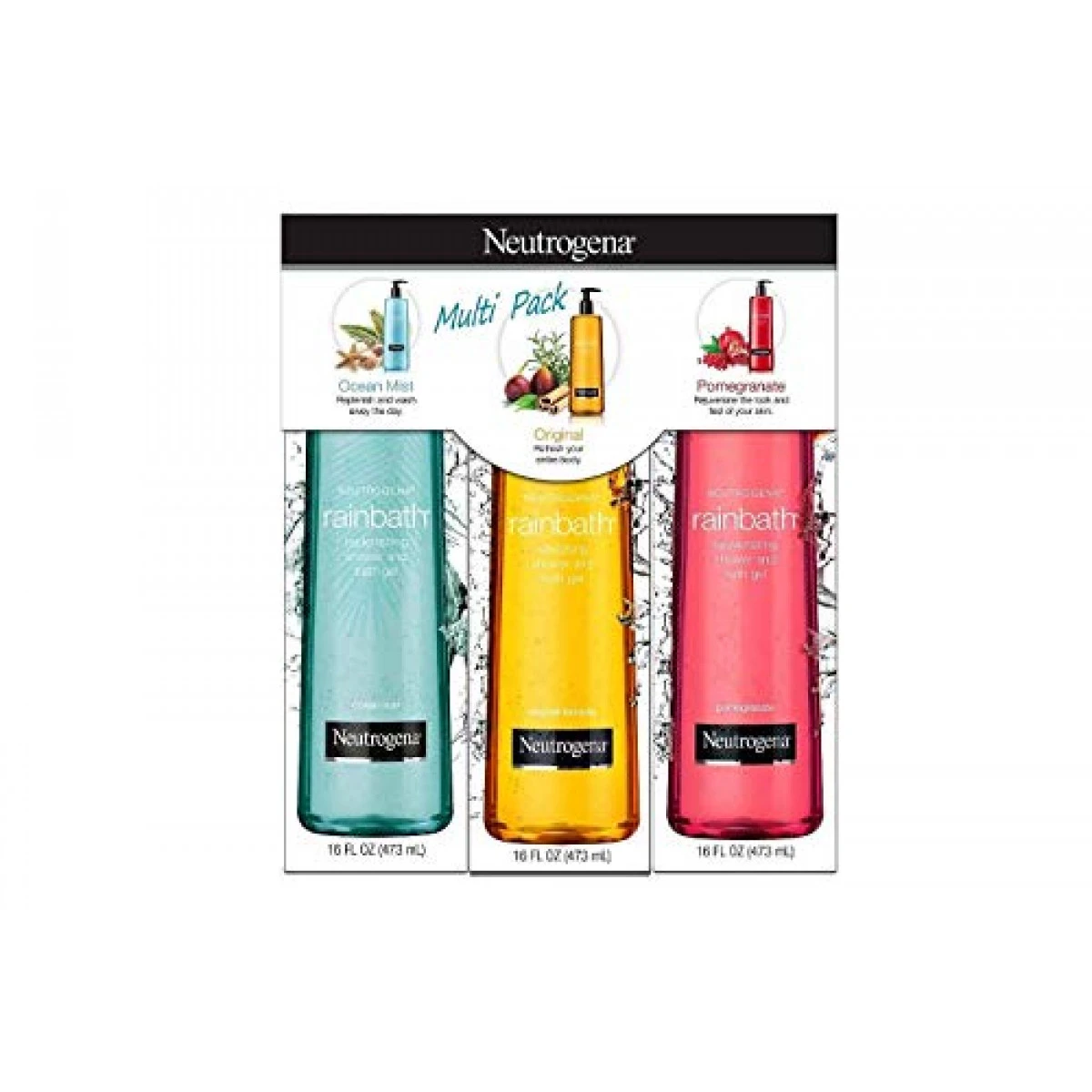 Neutrogena Rainbath Multi-Pack Of 3, 1 Original Formula, 1 Pomegranate And 1 Ocean Mist, 16 Fl Oz Bottles 3 Neutrogena Rainbath Multi-Pack Of 3, 1 Original Formula, 1 Pomegranate And 1 Ocean Mist, 16 Fl Oz Bottles