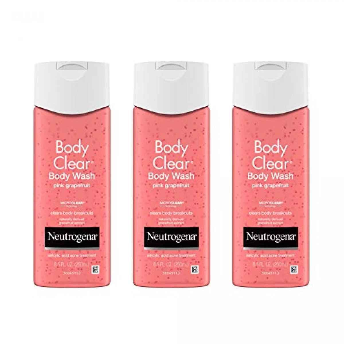 Neutrogena Body Clear Acne Treatment Body Wash With Salicylic Acid Acne Medicine, Pink Grapefruit Body Acne Cleanser To Prevent Breakouts On Back, Chest & Shoulders, 8.5 Fl. Oz (Pack Of 3) 3 Neutrogena Body Clear Acne Treatment Body Wash With Salicylic Acid Acne Medicine, Pink Grapefruit Body Acne Cleanser To Prevent Breakouts On Back, Chest & Shoulders, 8.5 Fl. Oz (Pack Of 3)