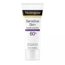 Neutrogena Sensitive Skin Mineral Sunscreen Lotion With Broad Spectrum SPF 60+ & Zinc Oxide, Water-Resistant, Hypoallergenic, Fragrance- & Oil-Free Gentle Sunscreen Formula, 3 Fl. Oz