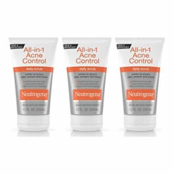 Neutrogena All-In-1 Acne Control Daily Face Scrub To Exfoliate & Treat Acne, With 2% Salicylic Acid Acne Medication, Exfoliating Acne Facial Scrub For Acne Marks & Breakouts, 4.2 Fl. Oz, Pack Of 3