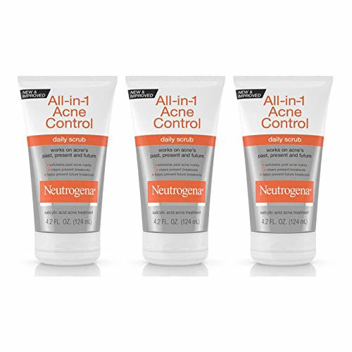 Neutrogena All-In-1 Acne Control Daily Face Scrub To Exfoliate & Treat Acne, With 2% Salicylic Acid Acne Medication, Exfoliating Acne Facial Scrub For Acne Marks & Breakouts, 4.2 Fl. Oz, Pack Of 3 3 Neutrogena All-In-1 Acne Control Daily Face Scrub To Exfoliate & Treat Acne, With 2% Salicylic Acid Acne Medication, Exfoliating Acne Facial Scrub For Acne Marks & Breakouts, 4.2 Fl. Oz, Pack Of 3