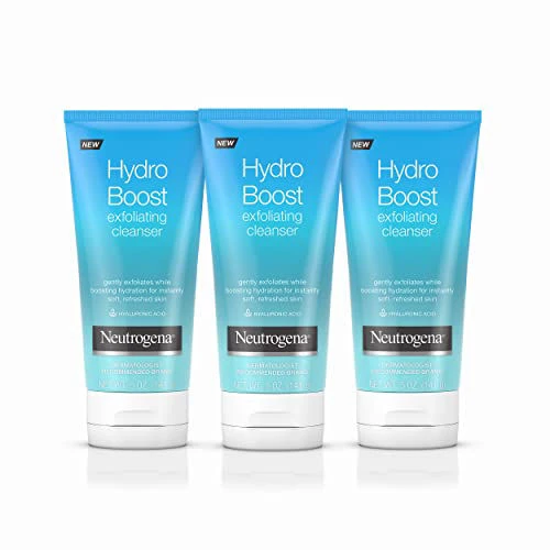 Neutrogena Hydro Boost Gentle Exfoliating Facial Cleanser With Hyaluronic Acid, Non-Comedogenic Oil-, Soap- & Paraben-Free Daily Face Wash, 5 Oz (Pack Of 3) 3 Neutrogena Hydro Boost Gentle Exfoliating Facial Cleanser With Hyaluronic Acid, Non-Comedogenic Oil-, Soap- & Paraben-Free Daily Face Wash, 5 Oz (Pack Of 3)