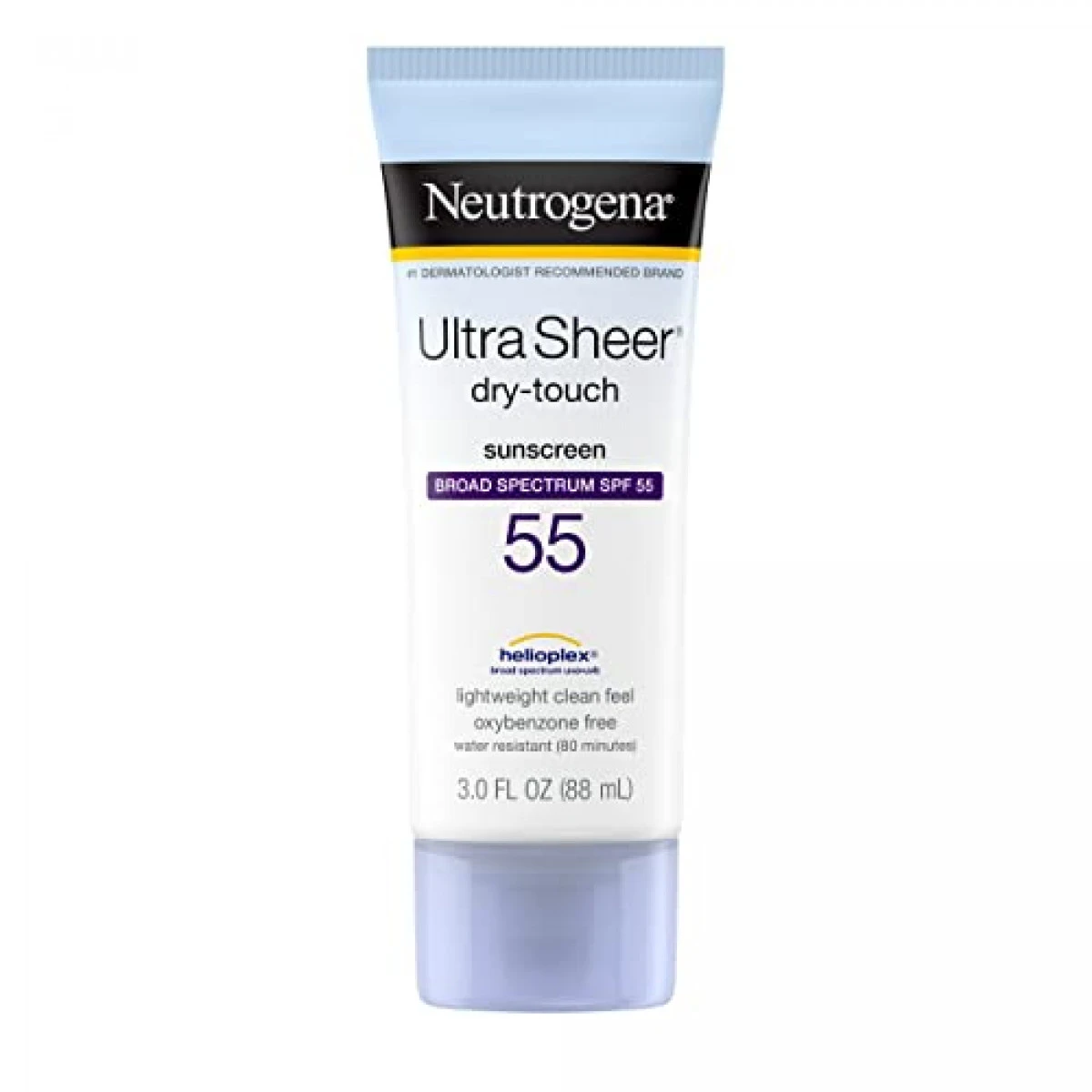 Neutrogena Ultra Sheer Dry-Touch Sunscreen Lotion, Broad Spectrum SPF 55 UVA/UVB Protection, Light, Water Resistant, Non-Comedogenic & Non-Greasy, Travel Size, 3 Fl. Oz 3 Neutrogena Ultra Sheer Dry-Touch Sunscreen Lotion, Broad Spectrum SPF 55 UVA/UVB Protection, Light, Water Resistant, Non-Comedogenic & Non-Greasy, Travel Size, 3 Fl. Oz