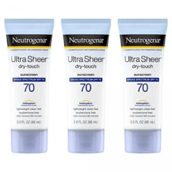 Neutrogena Ultra Sheer Dry-Touch Sunscreen Lotion, Broad Spectrum SPF 70 UVA/UVB Protection, Lightweight Water Resistant, Non-Comedogenic & Non-Greasy, Travel Size, 3 Fl. Oz (Pack Of 3)
