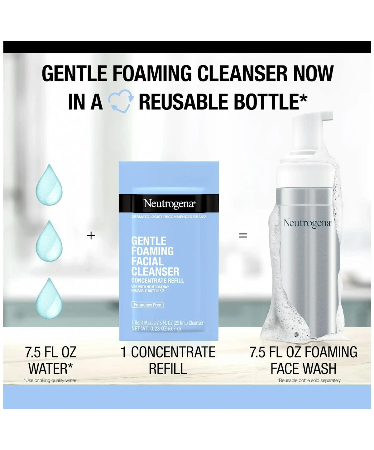 Neutrogena Reusable Foaming Cleanser Starter Kit, Bottle & Refill Pack 6 Neutrogena Reusable Foaming Cleanser Starter Kit, Bottle & Refill Pack - Image 4