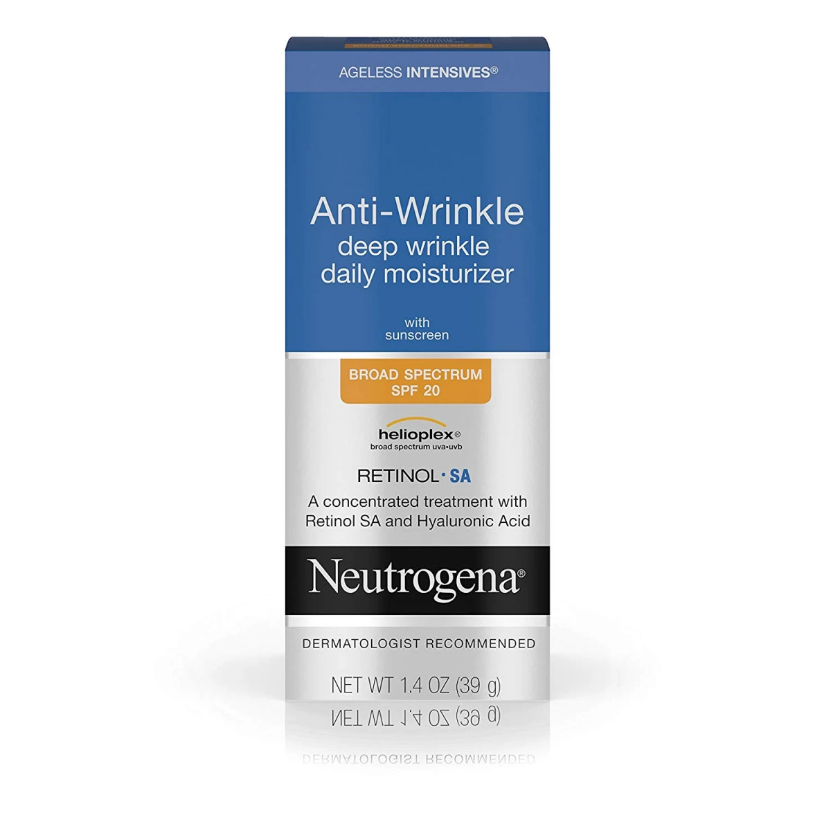 Neutrogena Ageless Intensives Anti-Wrinkle Deep Wrinkle Daily Facial Moisturizer With SPF 20, Retinol And Hyaluronic Acid To Hydrate And Fight Signs Of Aging, 1.4 Oz 3 Neutrogena Ageless Intensives Anti-Wrinkle Deep Wrinkle Daily Facial Moisturizer With SPF 20, Retinol And Hyaluronic Acid To Hydrate And Fight Signs Of Aging, 1.4 Oz