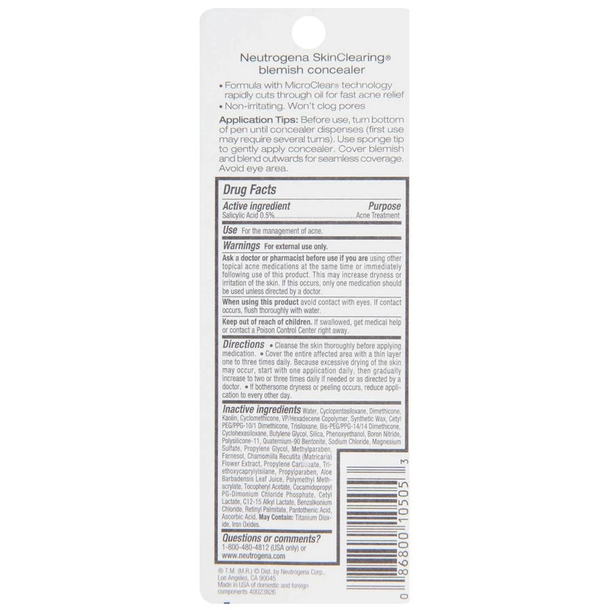 Neutrogena SkinClearing Blemish Concealer, Fair 05 4 Neutrogena SkinClearing Blemish Concealer, Fair 05 - Image 2